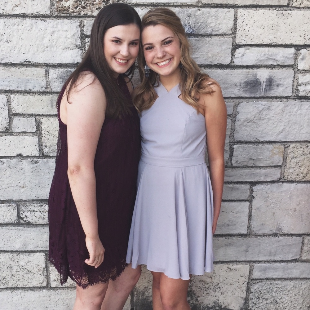 Grey chiffon skater dress